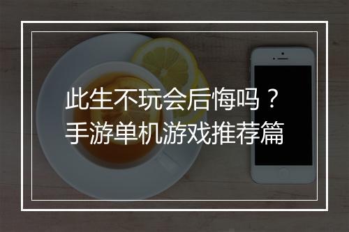 此生不玩会后悔吗？手游单机游戏推荐篇