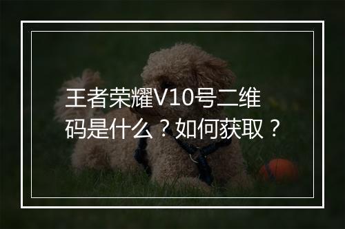 王者荣耀V10号二维码是什么？如何获取？