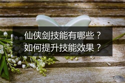 仙侠剑技能有哪些?如何提升技能效果?