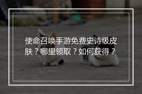 使命召唤手游免费史诗级皮肤?哪里领取?如何获得?