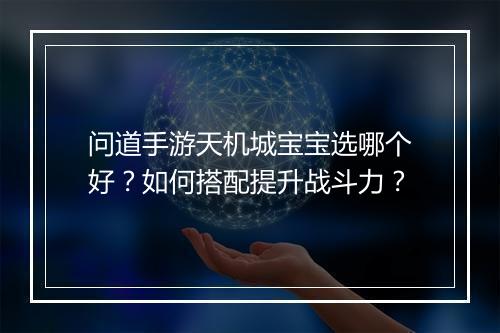 问道手游天机城宝宝选哪个好?如何搭配提升战斗力?