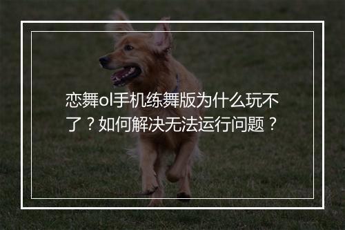 恋舞ol手机练舞版为什么玩不了?如何解决无法运行问题?