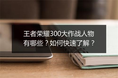 王者荣耀300大作战人物有哪些?如何快速了解?