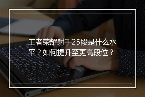 王者荣耀射手25段是什么水平?如何提升至更高段位?