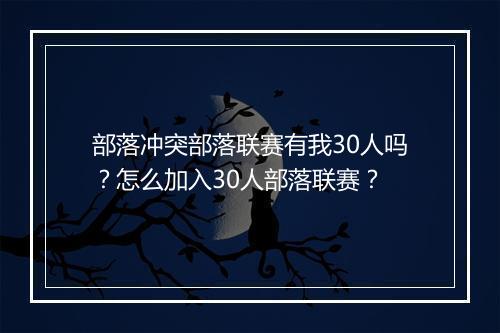 部落冲突部落联赛有我30人吗?怎么加入30人部落联赛?