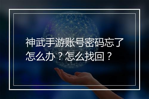 神武手游账号密码忘了怎么办?怎么找回?