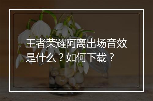 王者荣耀阿离出场音效是什么?如何下载?