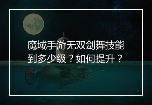 魔域手游无双剑舞技能到多少级?如何提升?