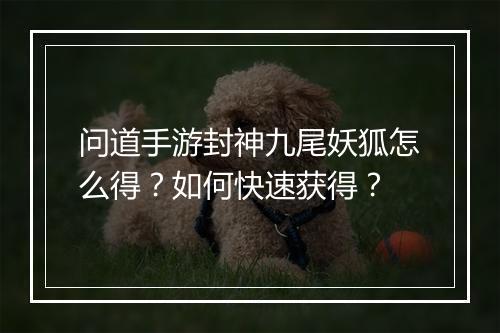 问道手游封神九尾妖狐怎么得?如何快速获得?