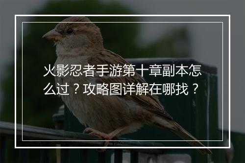 火影忍者手游第十章副本怎么过?攻略图详解在哪找?