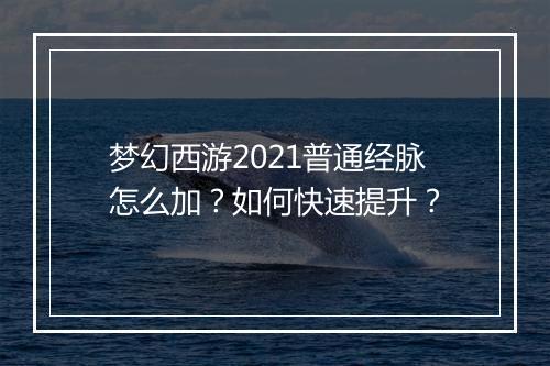 梦幻西游2021普通经脉怎么加?如何快速提升?
