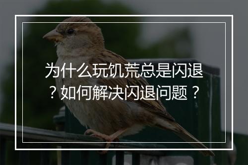 为什么玩饥荒总是闪退?如何解决闪退问题?
