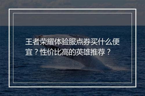 王者荣耀体验服点券买什么便宜?性价比高的英雄推荐?