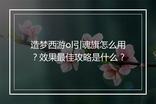 造梦西游ol引魂旗怎么用?效果最佳攻略是什么?