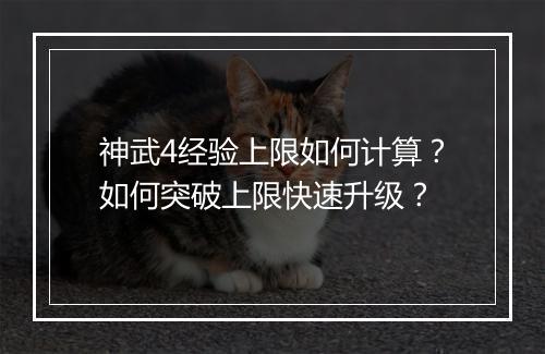 神武4经验上限如何计算？如何突破上限快速升级？