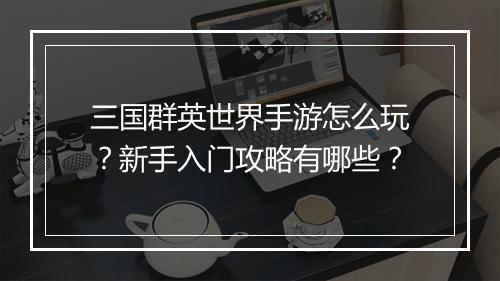 三国群英世界手游怎么玩？新手入门攻略有哪些？