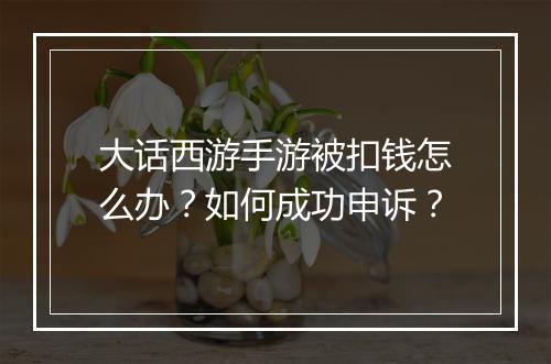 大话西游手游被扣钱怎么办?如何成功申诉?