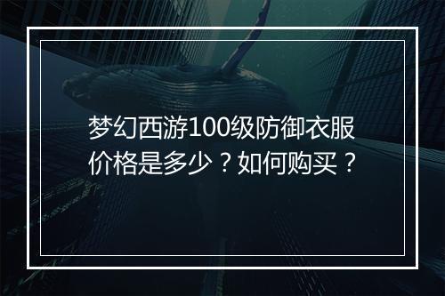 梦幻西游100级防御衣服价格是多少?如何购买?