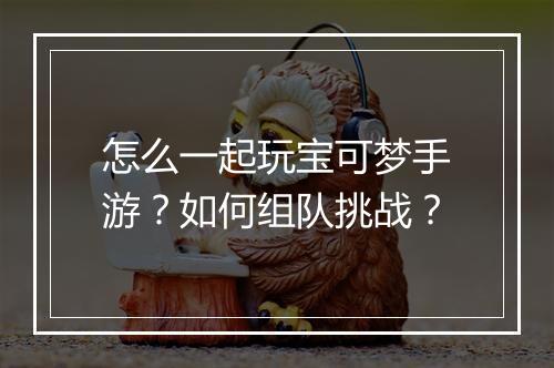 怎么一起玩宝可梦手游?如何组队挑战?