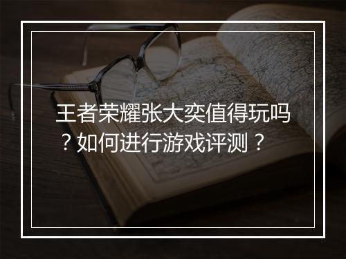 王者荣耀张大奕值得玩吗？如何进行游戏评测？
