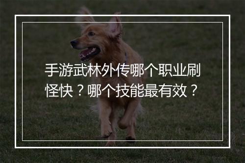 手游武林外传哪个职业刷怪快?哪个技能最有效?