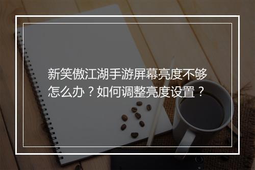 新笑傲江湖手游屏幕亮度不够怎么办?如何调整亮度设置?