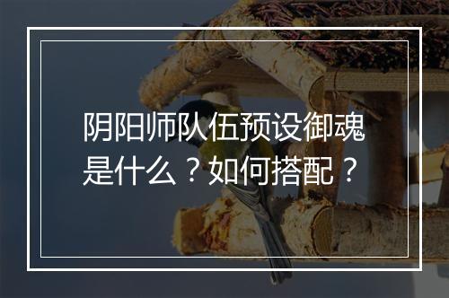 阴阳师队伍预设御魂是什么?如何搭配?