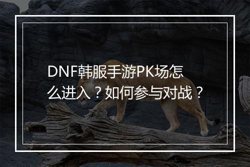 DNF韩服手游PK场怎么进入?如何参与对战?