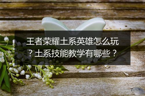 王者荣耀土系英雄怎么玩？土系技能教学有哪些？