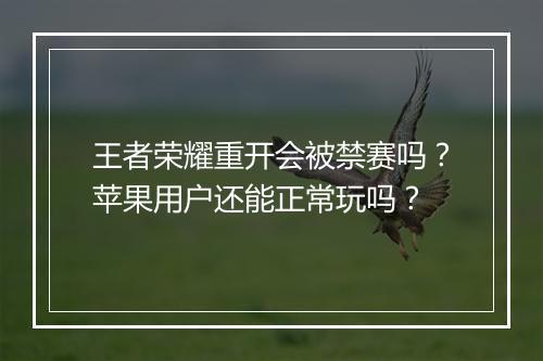 王者荣耀重开会被禁赛吗？苹果用户还能正常玩吗？