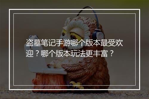 盗墓笔记手游哪个版本最受欢迎?哪个版本玩法更丰富?