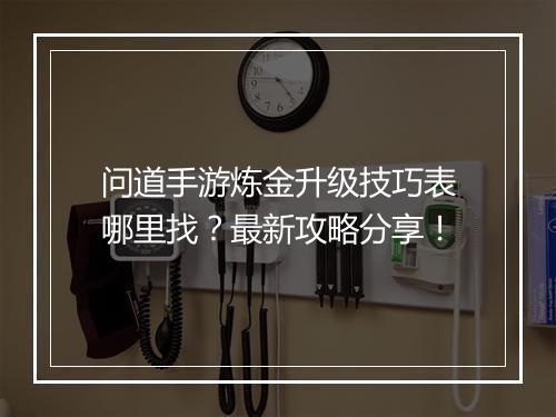 问道手游炼金升级技巧表哪里找？最新攻略分享！