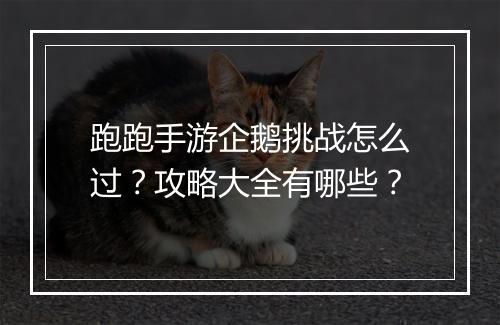 跑跑手游企鹅挑战怎么过？攻略大全有哪些？