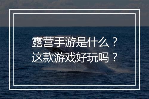 露营手游是什么?这款游戏好玩吗?