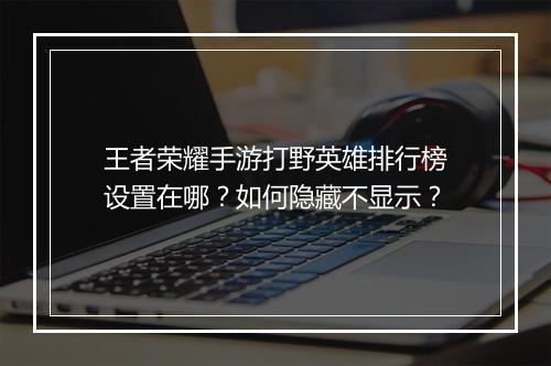 王者荣耀手游打野英雄排行榜设置在哪?如何隐藏不显示?