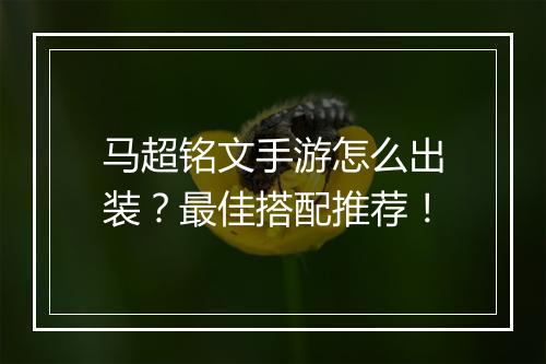 马超铭文手游怎么出装?最佳搭配推荐!
