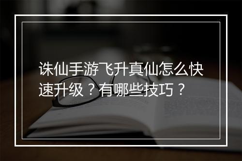 诛仙手游飞升真仙怎么快速升级?有哪些技巧?