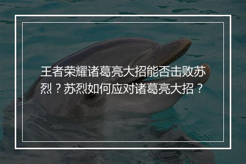王者荣耀诸葛亮大招能否击败苏烈?苏烈如何应对诸葛亮大招?