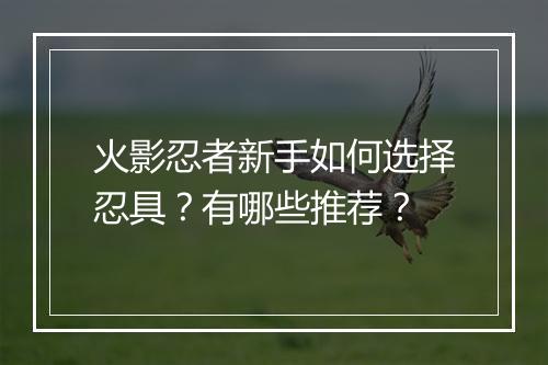 火影忍者新手如何选择忍具？有哪些推荐？