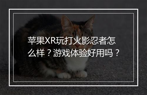 苹果XR玩打火影忍者怎么样?游戏体验好用吗?