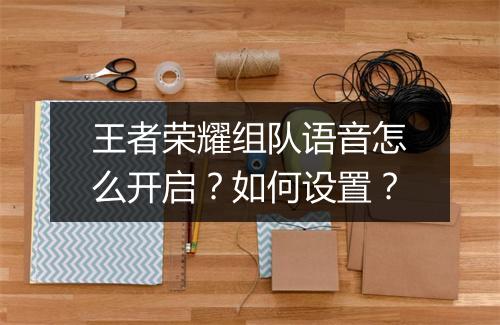 王者荣耀组队语音怎么开启?如何设置?