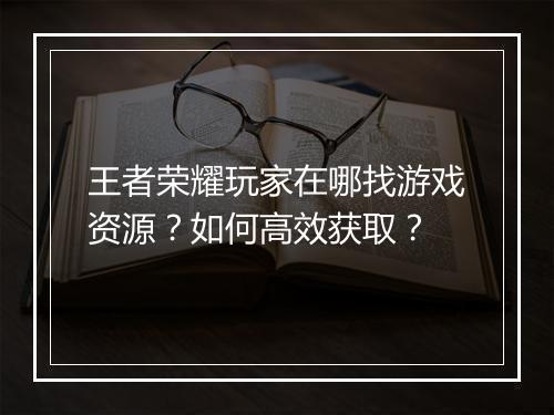 王者荣耀玩家在哪找游戏资源?如何高效获取?