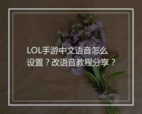 LOL手游中文语音怎么设置?改语音教程分享?