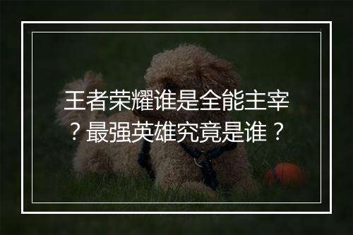王者荣耀谁是全能主宰？最强英雄究竟是谁？