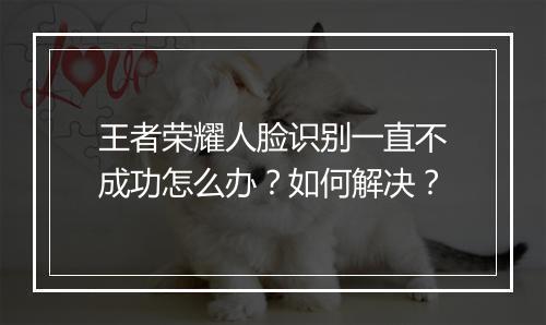 王者荣耀人脸识别一直不成功怎么办?如何解决?