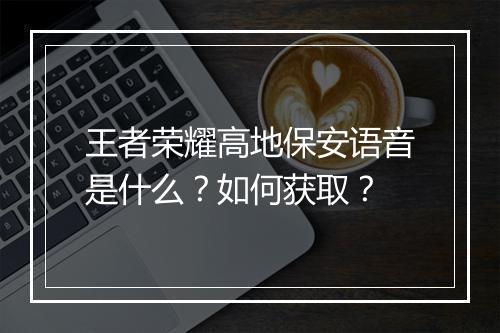 王者荣耀高地保安语音是什么?如何获取?