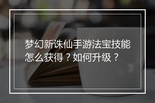 梦幻新诛仙手游法宝技能怎么获得?如何升级?
