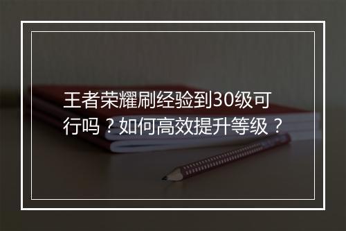王者荣耀刷经验到30级可行吗?如何高效提升等级?