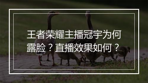 王者荣耀主播冠宇为何露脸？直播效果如何？