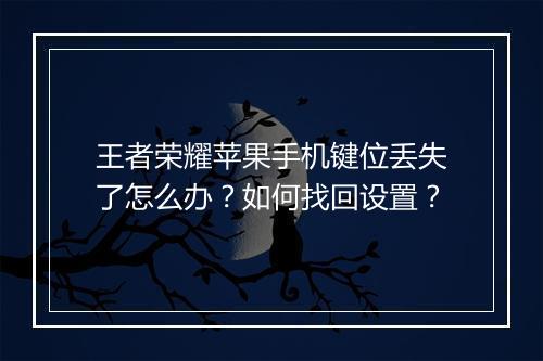 王者荣耀苹果手机键位丢失了怎么办?如何找回设置?